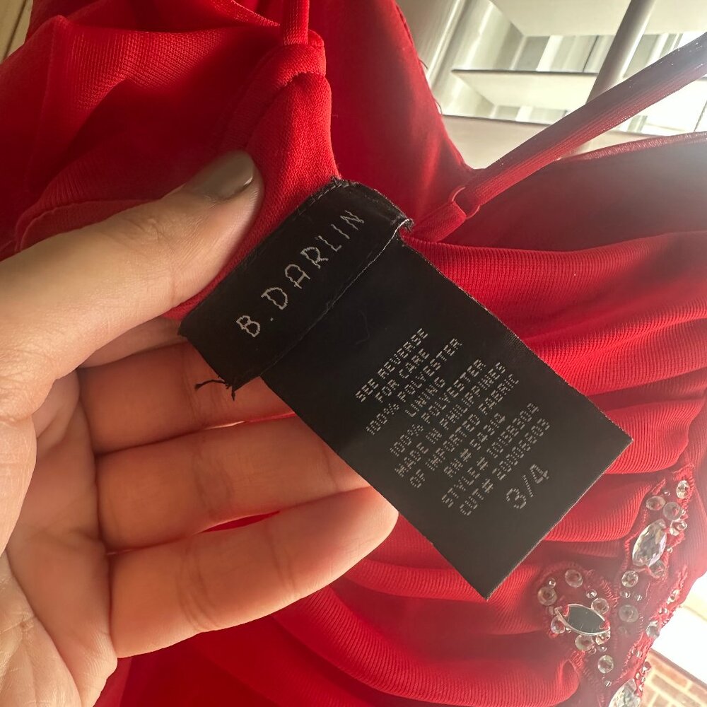 Red simple dress with sequins